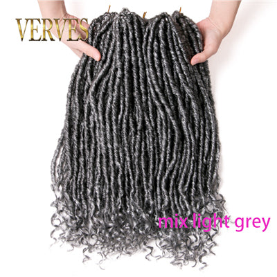 Qp hairFocs Locs Curly Synthetic Hair Crochet Faux Braids Hair Extensions 18 Inch 20 Strands/pcs Dreads Hairstyle Ombre Crochet Braids