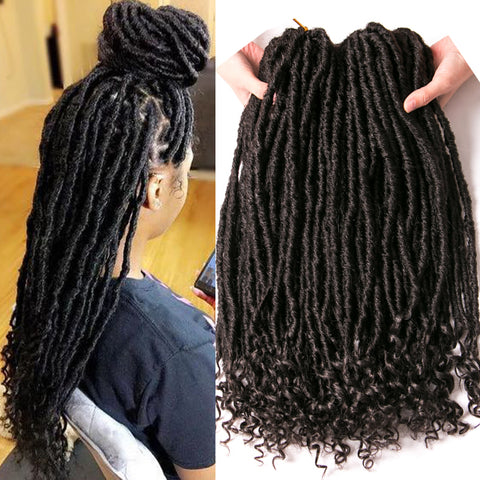 Qp hairFocs Locs Curly Synthetic Hair Crochet Faux Braids Hair Extensions 18 Inch 20 Strands/pcs Dreads Hairstyle Ombre Crochet Braids