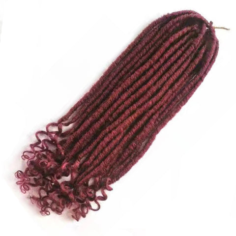 Qp hairFocs Locs Curly Synthetic Hair Crochet Faux Braids Hair Extensions 18 Inch 20 Strands/pcs Dreads Hairstyle Ombre Crochet Braids