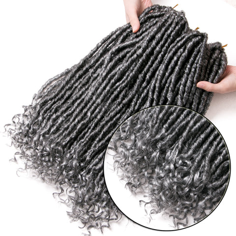 Qp hairFocs Locs Curly Synthetic Hair Crochet Faux Braids Hair Extensions 18 Inch 20 Strands/pcs Dreads Hairstyle Ombre Crochet Braids