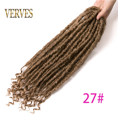 Qp hairFocs Locs Curly Synthetic Hair Crochet Faux Braids Hair Extensions 18 Inch 20 Strands/pcs Dreads Hairstyle Ombre Crochet Braids