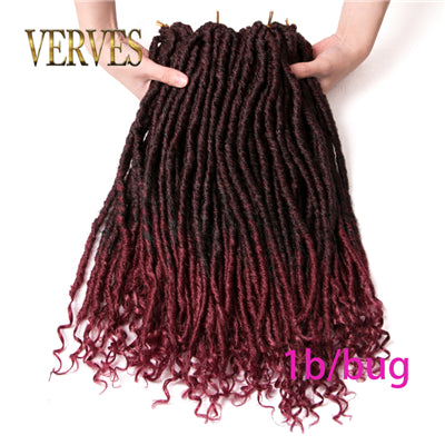 Qp hairFocs Locs Curly Synthetic Hair Crochet Faux Braids Hair Extensions 18 Inch 20 Strands/pcs Dreads Hairstyle Ombre Crochet Braids