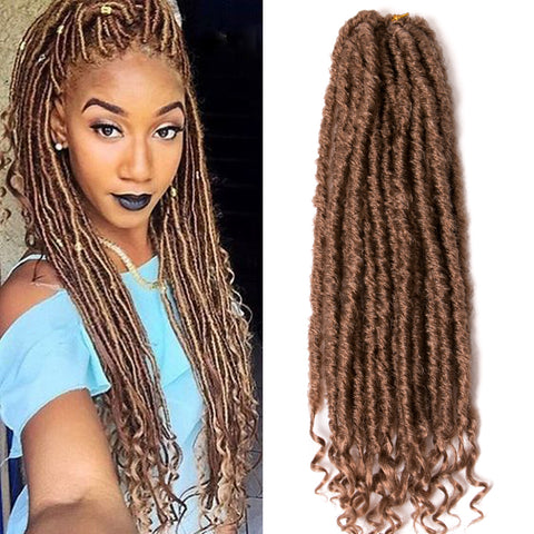 Qp hairFocs Locs Curly Synthetic hair Crochet Faux braids Hair Extensions 18 inch 20 strands/pcs Dreads Hairstyle Women Blonde Ombre