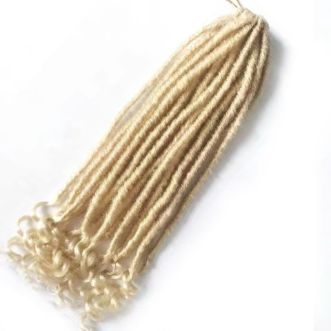 Qp hairFocs Locs Curly Synthetic hair Crochet Faux braids Hair Extensions 18 inch 20 strands/pcs Dreads Hairstyle Women Blonde Ombre