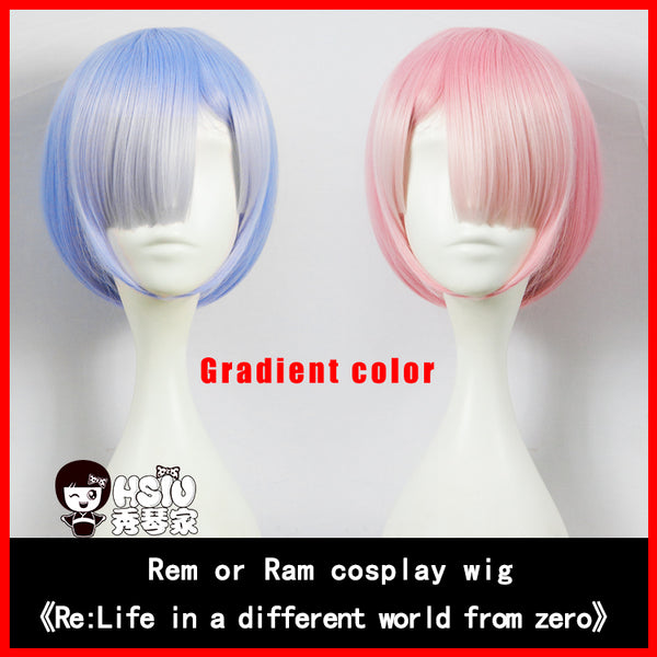Qp Hair graduated color REM cosplay wig or RAM cosplay wigs Re:Zero Starting Life in Another World Costume play Halloween costumes