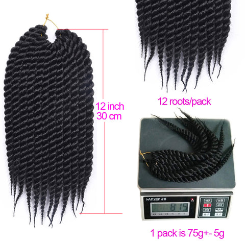12 inch 12 Strands/Pack Crochet Braids Senegalese Twist Hair 18 Colors