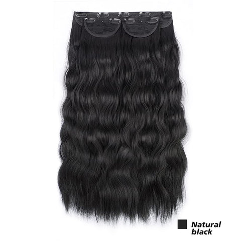 Qp hairMONIXI 3Pcs/Set Synthetic Hair Extensions Long Wavy Clip In Hair Extensions Natural black Dark Brown Heat Resistant Hair
