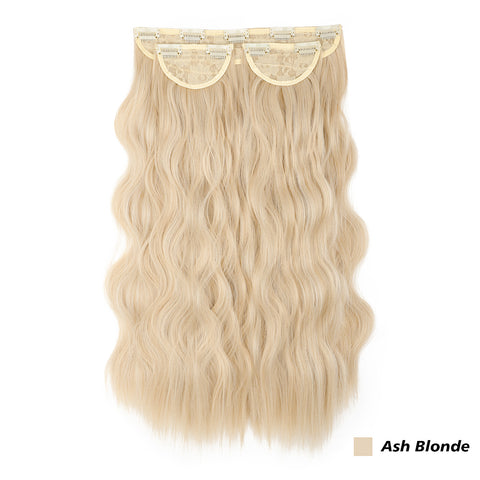 Qp hairMONIXI 3Pcs/Set Synthetic Hair Extensions Long Wavy Clip In Hair Extensions Natural black Dark Brown Heat Resistant Hair