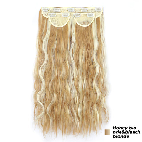 Qp hairMONIXI 3Pcs/Set Synthetic Hair Extensions Long Wavy Clip In Hair Extensions Natural black Dark Brown Heat Resistant Hair