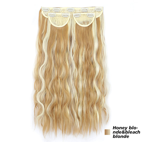Qp hairMONIXI 3Pcs/Set Synthetic Hair Extensions Long Wavy Clip In Hair Extensions Natural black Dark Brown Heat Resistant Hair