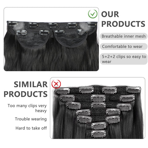 Qp hairMONIXI 3Pcs/Set Synthetic Hair Extensions Long Wavy Clip In Hair Extensions Natural black Dark Brown Heat Resistant Hair