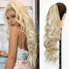 Qp hairMONIXI Long Blonde Synthetic Ponytail Body Wavy Drawstring Ponytail for Women Black Brown Ponytail Hair Clip In Extensions