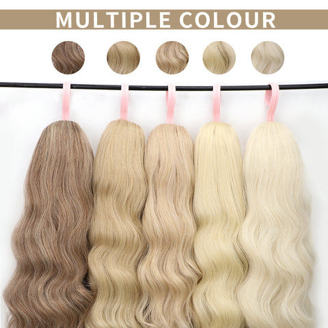 Qp hairMONIXI Long Blonde Synthetic Ponytail Body Wavy Drawstring Ponytail for Women Black Brown Ponytail Hair Clip In Extensions