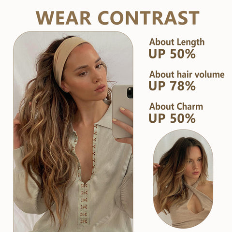 Qp hairMONIXI Long Wavy Hair Extensions Synthetic 4Pcs/Set Hair 20 Inches Clip In Hair Extensions For Women Heat Resistance