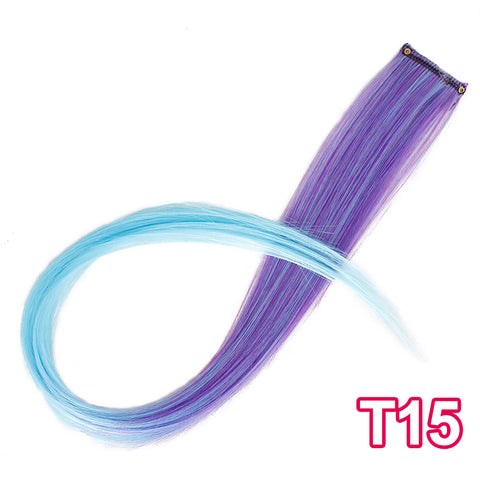 Qp hairMONIXI Synthetic 10pcs/Lot Single Clip In One Piece 20 Inch Two Tone Color Hair Synthetic Long Straight Hair Extensions