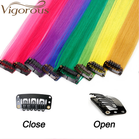 Qp hairMONIXI Synthetic 10pcs/Lot Single Clip In One Piece 20 Inch Two Tone Color Hair Synthetic Long Straight Hair Extensions
