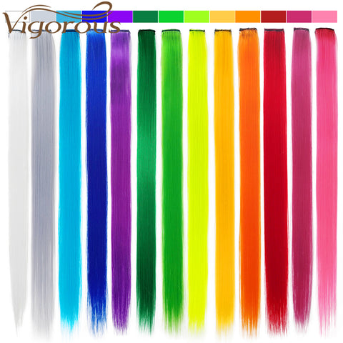 Qp hairMONIXI Synthetic 10pcs/Lot Single Clip In One Piece 20 Inch Two Tone Color Hair Synthetic Long Straight Hair Extensions