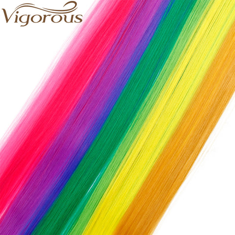 Qp hairMONIXI Synthetic 10pcs/Lot Single Clip In One Piece 20 Inch Two Tone Color Hair Synthetic Long Straight Hair Extensions
