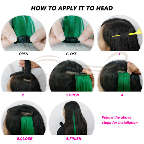 Qp hairMONIXI Synthetic 10pcs/Lot Single Clip In One Piece 20 Inch Two Tone Color Hair Synthetic Long Straight Hair Extensions