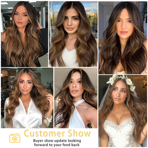 Qp hairMONIXI Synthetic 4pcs Clip in Extensions Long Wavy Hair Extension for Women Dairy Looks Nature Heat Resistence Fiber