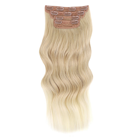 Qp hairMONIXI Synthetic 4pcs Clip in Extensions Long Wavy Hair Extension for Women Dairy Looks Nature Heat Resistence Fiber