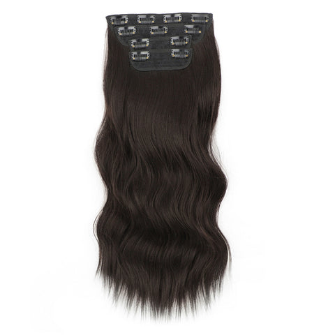 Qp hairMONIXI Synthetic 4pcs Clip in Extensions Long Wavy Hair Extension for Women Dairy Looks Nature Heat Resistence Fiber