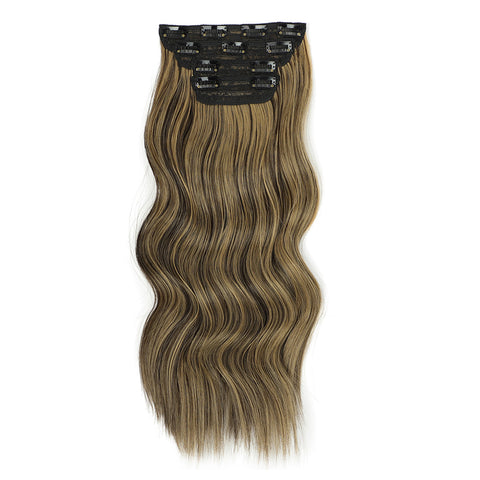 Qp hairMONIXI Synthetic 4pcs Clip in Extensions Long Wavy Hair Extension for Women Dairy Looks Nature Heat Resistence Fiber