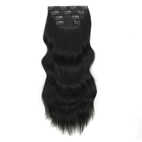 Qp hairMONIXI Synthetic 4pcs Clip in Extensions Long Wavy Hair Extension for Women Dairy Looks Nature Heat Resistence Fiber
