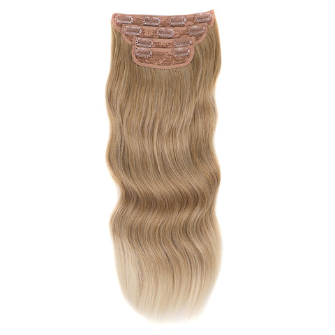 Qp hairMONIXI Synthetic 4pcs Clip in Extensions Long Wavy Hair Extension for Women Dairy Looks Nature Heat Resistence Fiber