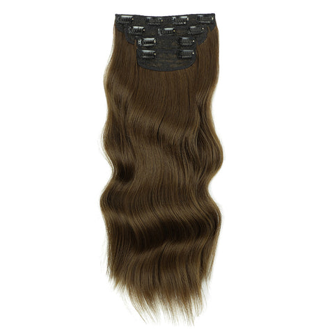 Qp hairMONIXI Synthetic 4pcs Clip in Extensions Long Wavy Hair Extension for Women Dairy Looks Nature Heat Resistence Fiber