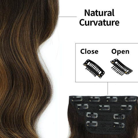 Qp hairMONIXI Synthetic 4pcs Clip in Extensions Long Wavy Hair Extension for Women Dairy Looks Nature Heat Resistence Fiber