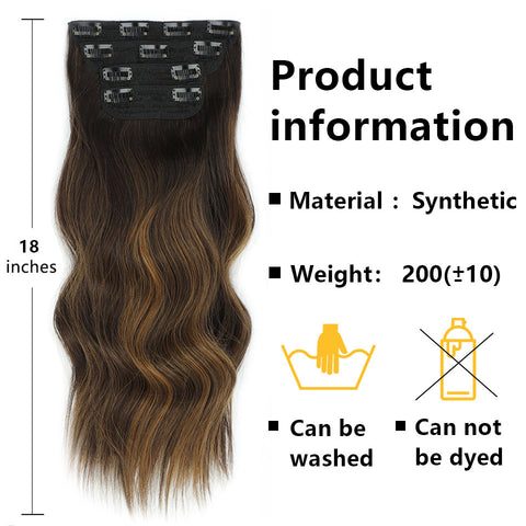 Qp hairMONIXI Synthetic 4pcs Clip in Extensions Long Wavy Hair Extension for Women Dairy Looks Nature Heat Resistence Fiber