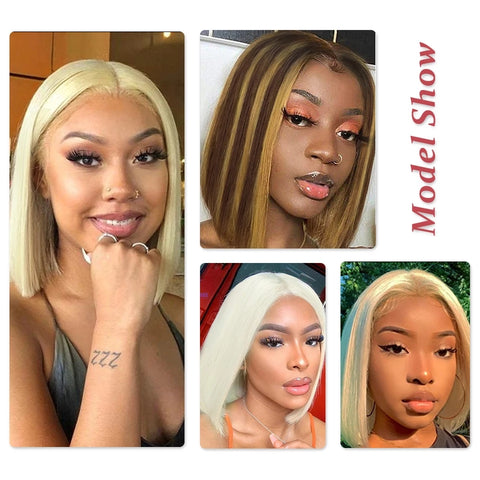 Qp hairMONIXI Synthetic 613 Blonde Wig Short Straight Bob Wig Middle Part Wigs For  Black White Women  60 Highlight Daliy Use