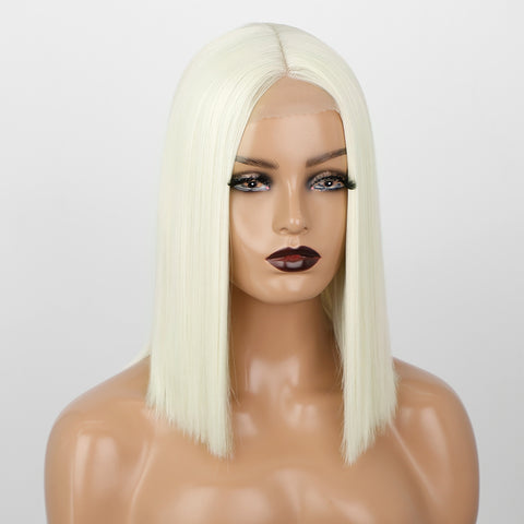 Qp hairMONIXI Synthetic 613 Blonde Wig Short Straight Bob Wig Middle Part Wigs For  Black White Women  60 Highlight Daliy Use