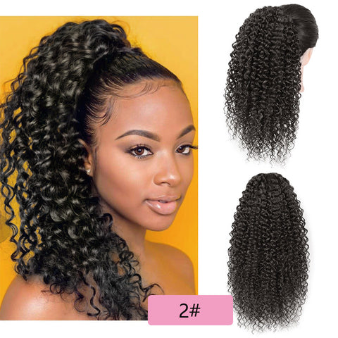 Qp hairMONIXI Synthetic Afro Kinky Curly Ponytail African  Short Wrap Synthetic Drawstring Puff Pony Tail Clip in Hair Extensions
