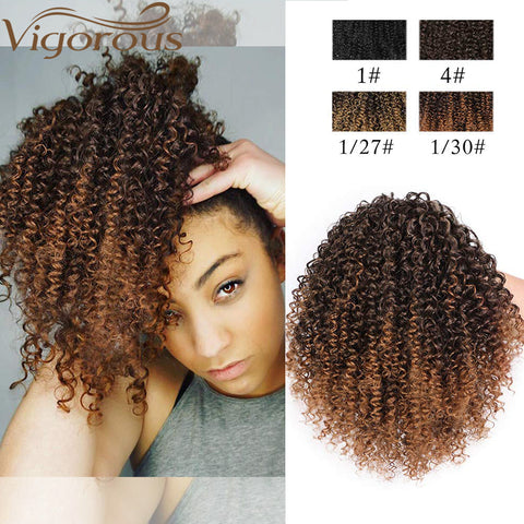 Qp hairMONIXI Synthetic Afro Kinky Curly Ponytail African  Short Wrap Synthetic Drawstring Puff Pony Tail Clip in Hair Extensions