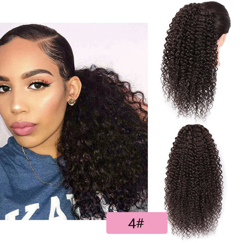 Qp hairMONIXI Synthetic Afro Kinky Curly Ponytail African  Short Wrap Synthetic Drawstring Puff Pony Tail Clip in Hair Extensions