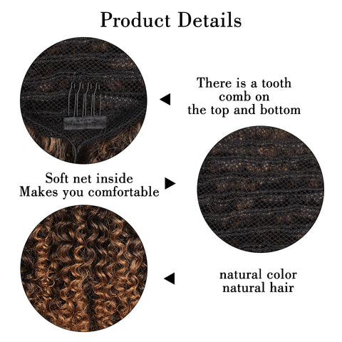 Qp hairMONIXI Synthetic Afro Kinky Curly Ponytail African  Short Wrap Synthetic Drawstring Puff Pony Tail Clip in Hair Extensions