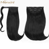 Qp hairMONIXI Synthetic Black Ponytail Extension Long Straight Clip in Hair Extensions with Swooped Ends Half up Half down Hair Clip