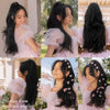 Qp hairMONIXI Synthetic Black Ponytail Extension Long Straight Clip in Hair Extensions with Swooped Ends Half up Half down Hair Clip