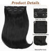 Qp hairMONIXI Synthetic Black Ponytail Extension Long Straight Clip in Hair Extensions with Swooped Ends Half up Half down Hair Clip