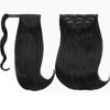 Qp hairMONIXI Synthetic Black Ponytail Extension Long Straight Clip in Hair Extensions with Swooped Ends Half up Half down Hair Clip