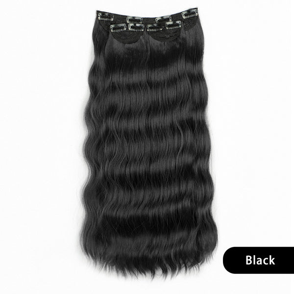 Qp hairMONIXI Synthetic Blonde Invisible Wire Hair Extensions Long Wavy Clip in Hair extensions for Women Natural Fish Line Daily Hair