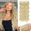 Qp hairMONIXI Synthetic Blonde Invisible Wire Hair Extensions Long Wavy Clip in Hair extensions for Women Natural Fish Line Daily Hair