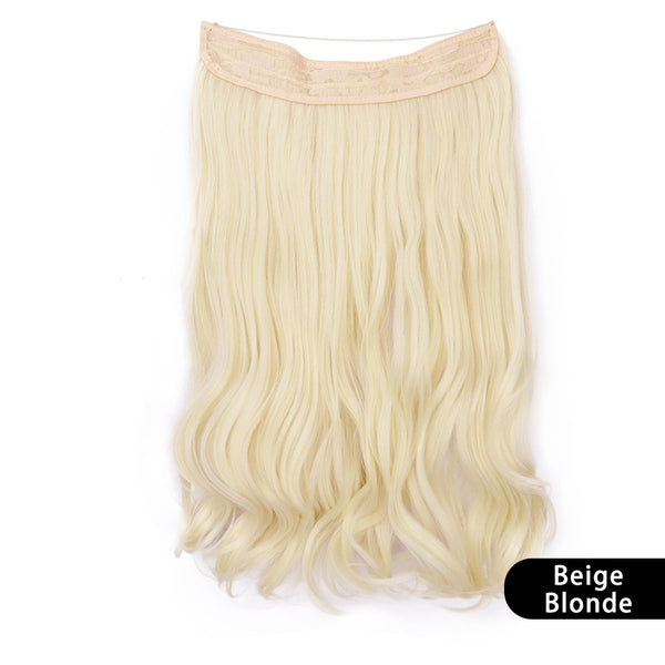 Qp hairMONIXI Synthetic Blonde Invisible Wire Hair Extensions Long Wavy Clip in Hair extensions for Women Natural Fish Line Daily Hair