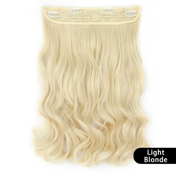 Qp hairMONIXI Synthetic Blonde Invisible Wire Hair Extensions Long Wavy Clip in Hair extensions for Women Natural Fish Line Daily Hair