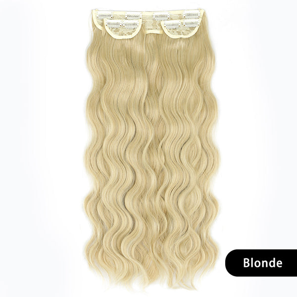 Qp hairMONIXI Synthetic Blonde Invisible Wire Hair Extensions Long Wavy Clip in Hair extensions for Women Natural Fish Line Daily Hair