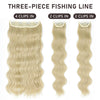 Qp hairMONIXI Synthetic Blonde Invisible Wire Hair Extensions Long Wavy Clip in Hair extensions for Women Natural Fish Line Daily Hair