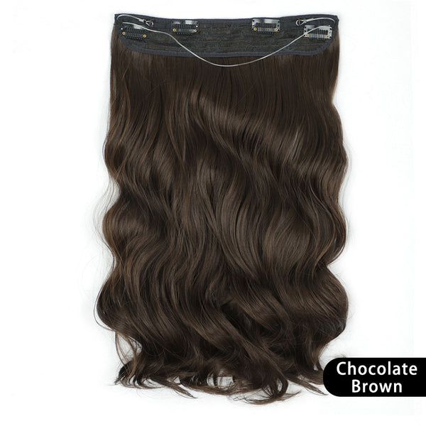 Qp hairMONIXI Synthetic Blonde Invisible Wire Hair Extensions Long Wavy Clip in Hair extensions for Women Natural Fish Line Daily Hair
