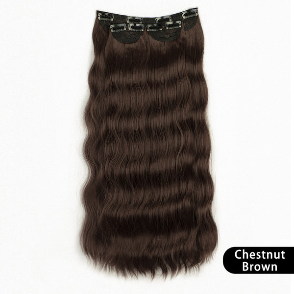 Qp hairMONIXI Synthetic Blonde Invisible Wire Hair Extensions Long Wavy Clip in Hair extensions for Women Natural Fish Line Daily Hair
